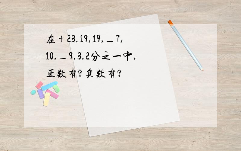 在+23.19,19,_7,10,_9.3,2分之一中,正数有?负数有?