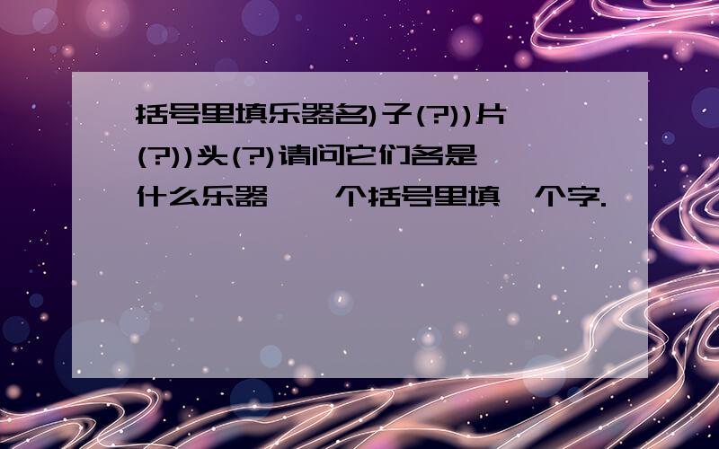 括号里填乐器名)子(?))片(?))头(?)请问它们各是什么乐器,一个括号里填一个字.