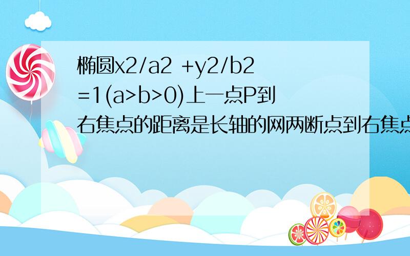 椭圆x2/a2 +y2/b2=1(a>b>0)上一点P到右焦点的距离是长轴的网两断点到右焦点距离是等差中项,求P坐标