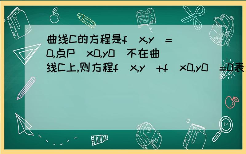 曲线C的方程是f(x,y)=0,点P(x0,y0)不在曲线C上,则方程f(x,y)+f(x0,y0)=0表示的曲线与曲线C的关系是 ( )A.有一个交点 B.有无穷多个交点 C.无交点 D.上述三种情况都有可能麻烦解释下.