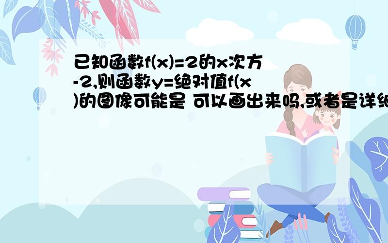 已知函数f(x)=2的x次方-2,则函数y=绝对值f(x)的图像可能是 可以画出来吗,或者是详细一点,