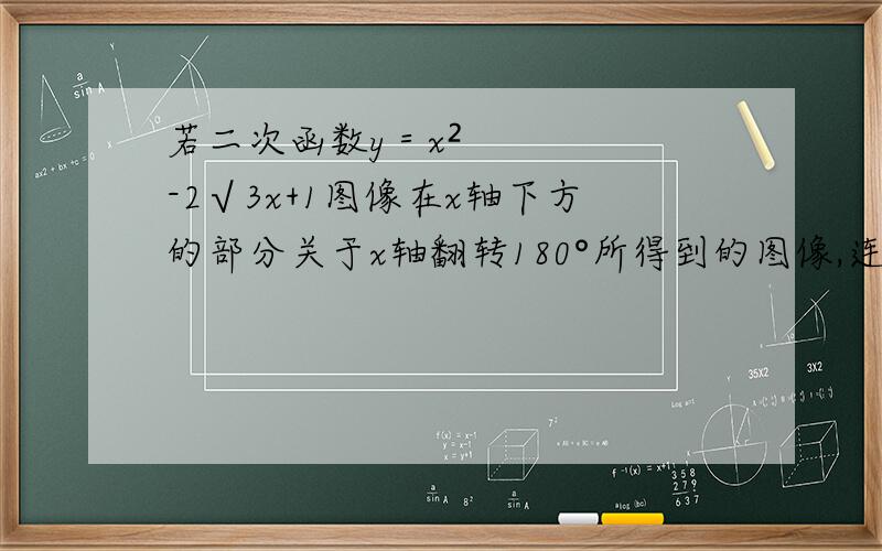 若二次函数y＝x²-2√3x+1图像在x轴下方的部分关于x轴翻转180°所得到的图像,连同原来在x轴以及x轴上方度图像所形成的新图像与直线y＝√3/3x+b有两个交点,则b为