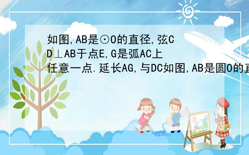 如图,AB是⊙O的直径,弦CD⊥AB于点E,G是弧AC上任意一点.延长AG,与DC如图,AB是圆O的直径,弦CD⊥AB于点E,G是弧AC上任意一点.延长AG,与DC的延长线相交于点F,连结AD,GD,CG.找出图中所有和∠ADC相等的角,并