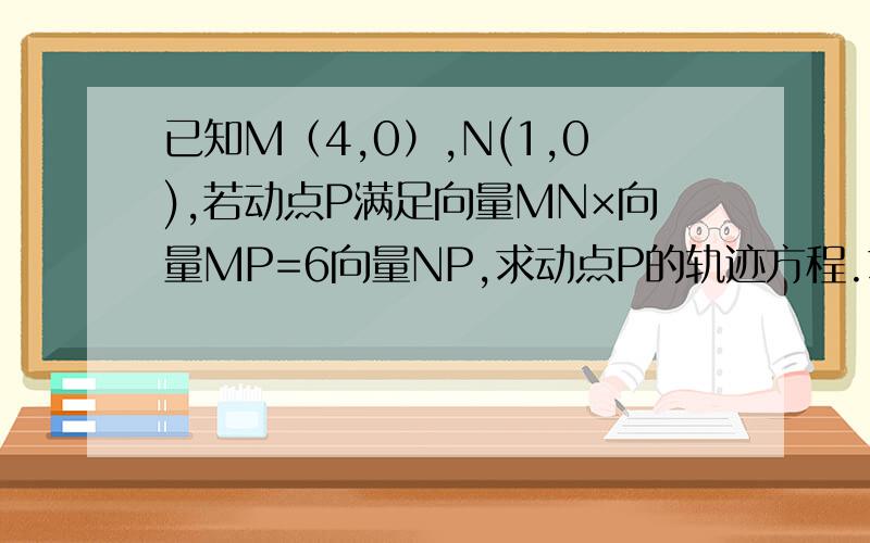 已知M（4,0）,N(1,0),若动点P满足向量MN×向量MP=6向量NP,求动点P的轨迹方程.求具体过程.这个答案用椭圆标准形式表示，