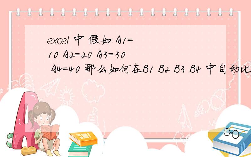 excel 中 假如 A1=10 A2=20 A3=30 A4=40 那么如何在B1 B2 B3 B4 中自动比较大小输入排名 请给出详细函数=rank(A1,A$1:A$4) 那么最小值为第一,最大值为最后 怎么写 =rank(A4,A$1:A$4) =rank(A3,A$1:A$4)吗 那么有没有