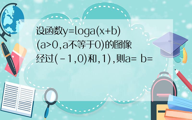 设函数y=loga(x+b)(a>0,a不等于0)的图像经过(-1,0)和,1),则a= b=