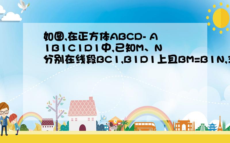 如图,在正方体ABCD- A1B1C1D1中,已知M、N分别在线段BC1,B1D1上且BM=B1N,求证：MN‖平面C1CDD1急