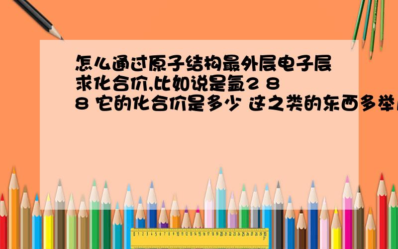 怎么通过原子结构最外层电子层求化合价,比如说是氩2 8 8 它的化合价是多少 这之类的东西多举几个例子 要易懂一些的 具体怎么求 分几种情况还有硅284 最外层电子数为4 化合价是多少 怎么