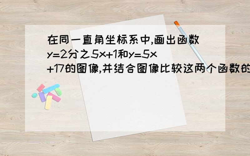 在同一直角坐标系中,画出函数y=2分之5x+1和y=5x+17的图像,并结合图像比较这两个函数的函数值的大小关系