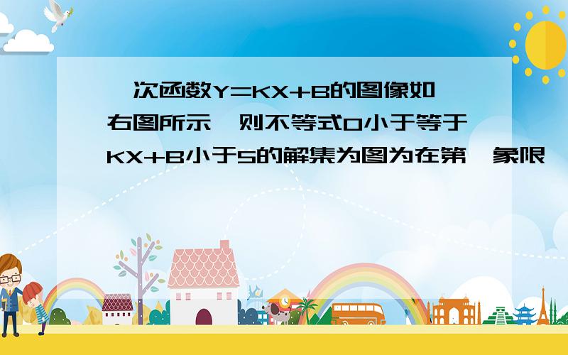 一次函数Y=KX+B的图像如右图所示,则不等式0小于等于KX+B小于5的解集为图为在第一象限,与Y轴交与5,与X轴交与2