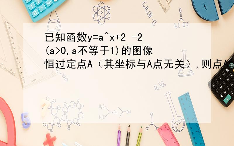 已知函数y=a^x+2 -2(a>0,a不等于1)的图像恒过定点A（其坐标与A点无关）,则点A的坐标为