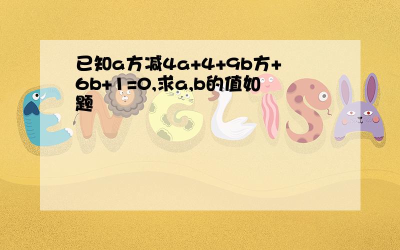 已知a方减4a+4+9b方+6b+1=0,求a,b的值如题