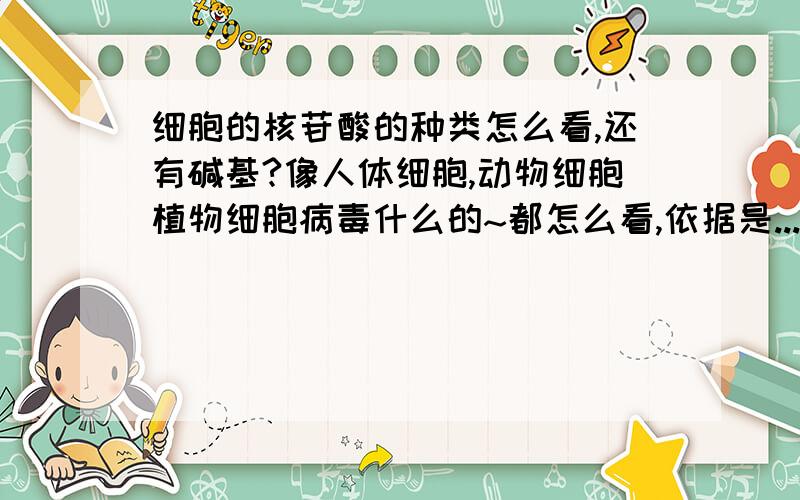 细胞的核苷酸的种类怎么看,还有碱基?像人体细胞,动物细胞植物细胞病毒什么的~都怎么看,依据是...