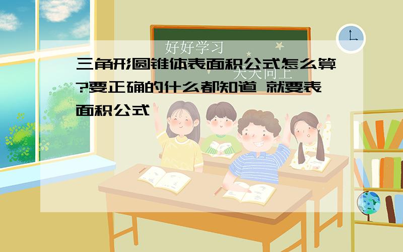 三角形圆锥体表面积公式怎么算?要正确的什么都知道 就要表面积公式