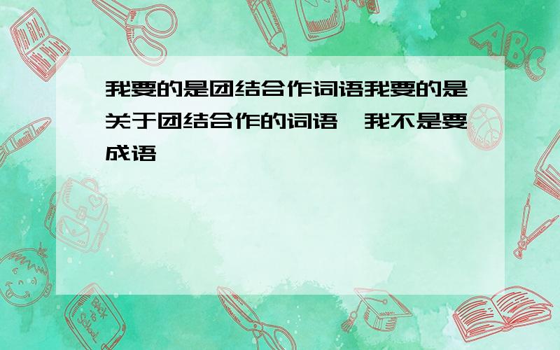 我要的是团结合作词语我要的是关于团结合作的词语,我不是要成语,