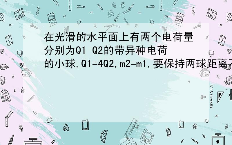 在光滑的水平面上有两个电荷量分别为Q1 Q2的带异种电荷的小球,Q1=4Q2,m2=m1,要保持两球距离不变可以是小球做（）运动,两小球的速度大小之比为（）答案是匀速圆周,4/1