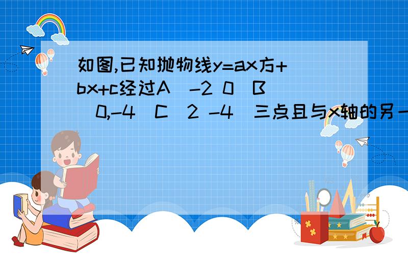 如图,已知抛物线y=ax方+bx+c经过A(-2 0)B(0,-4)C(2 -4)三点且与x轴的另一交点为e1 求顶点坐标和对称轴3求四边形ABDE的面积