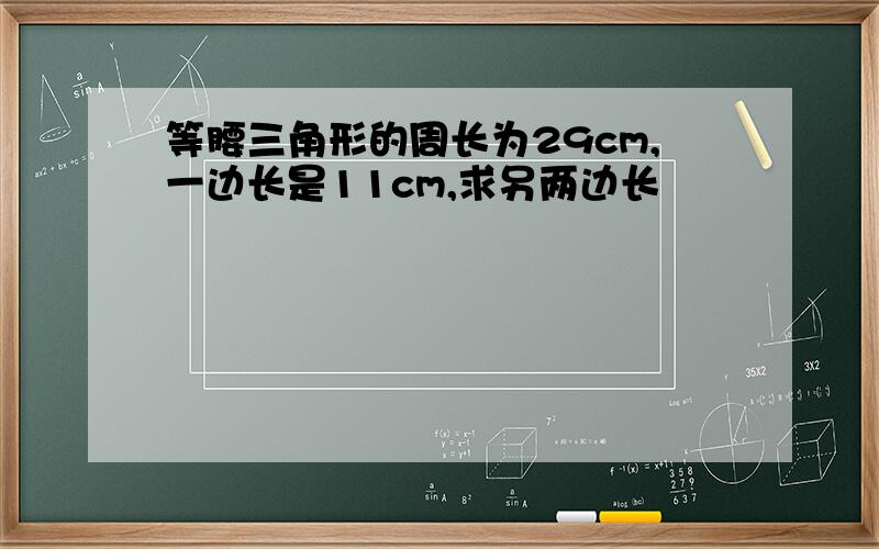 等腰三角形的周长为29cm,一边长是11cm,求另两边长