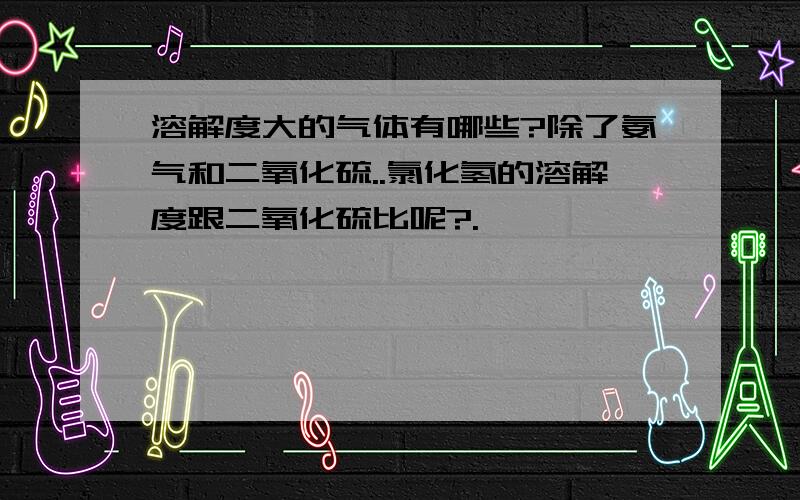 溶解度大的气体有哪些?除了氨气和二氧化硫..氯化氢的溶解度跟二氧化硫比呢?.