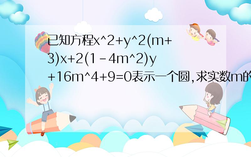 已知方程x^2+y^2(m+3)x+2(1-4m^2)y+16m^4+9=0表示一个圆,求实数m的取值范围