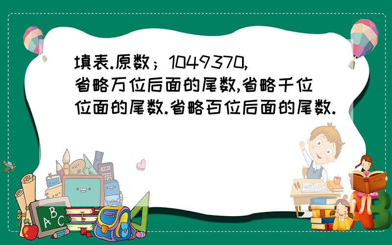 填表.原数；1049370,省略万位后面的尾数,省略千位位面的尾数.省略百位后面的尾数.