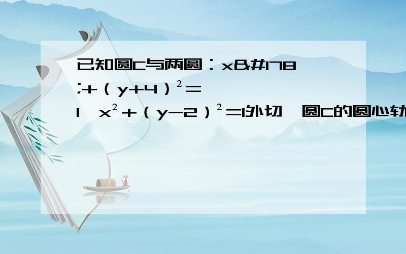 已知圆C与两圆：x²+（y+4）²=1,x²+（y-2）²=1外切,圆C的圆心轨迹方程为L,设L上的点与点M（x,y）的距离的的最小值为m,F（0,1）与点M的距离为n(1)求圆C的圆心轨迹L的方程(2)求满足条