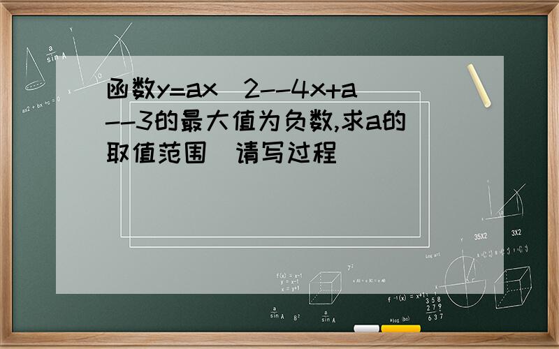 函数y=ax^2--4x+a--3的最大值为负数,求a的取值范围(请写过程)