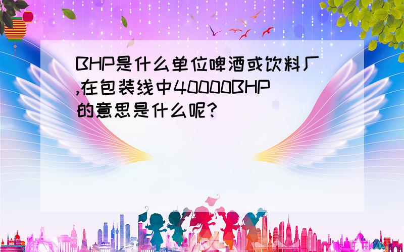 BHP是什么单位啤酒或饮料厂,在包装线中40000BHP的意思是什么呢?