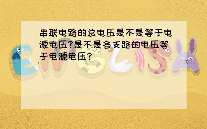 串联电路的总电压是不是等于电源电压?是不是各支路的电压等于电源电压?