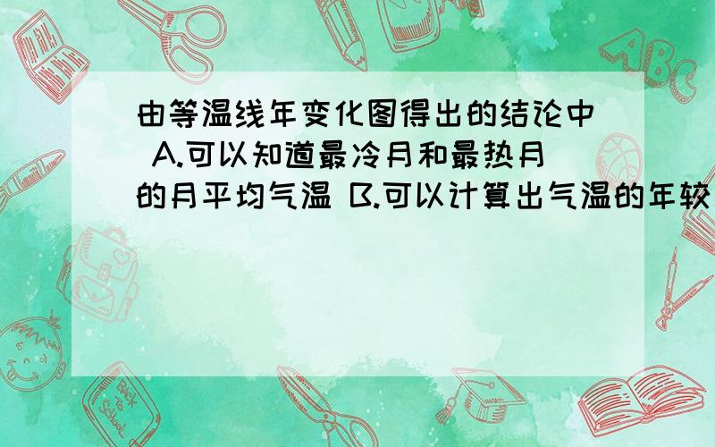 由等温线年变化图得出的结论中 A.可以知道最冷月和最热月的月平均气温 B.可以计算出气温的年较差 c由等温线年变化图得出的结论中A.可以知道最冷月和最热月的月平均气温B.可以计算出气