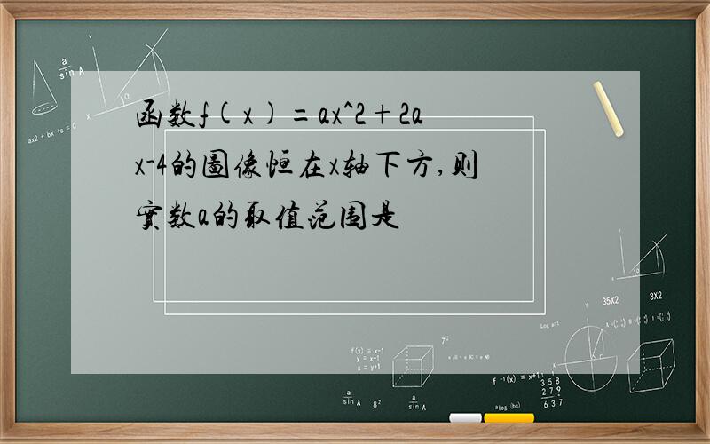 函数f(x)=ax^2+2ax-4的图像恒在x轴下方,则实数a的取值范围是