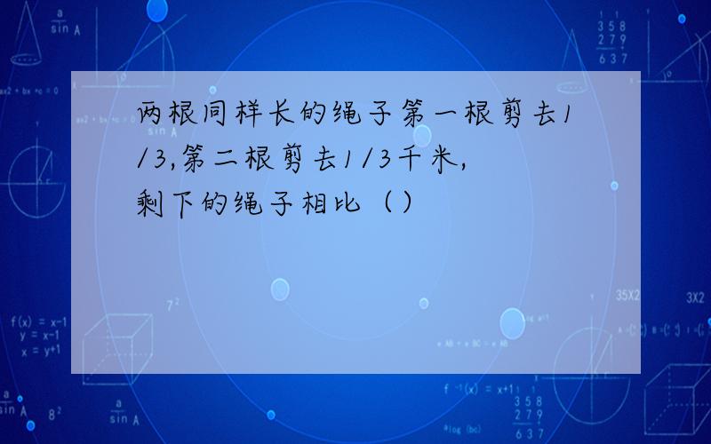 两根同样长的绳子第一根剪去1/3,第二根剪去1/3千米,剩下的绳子相比（）