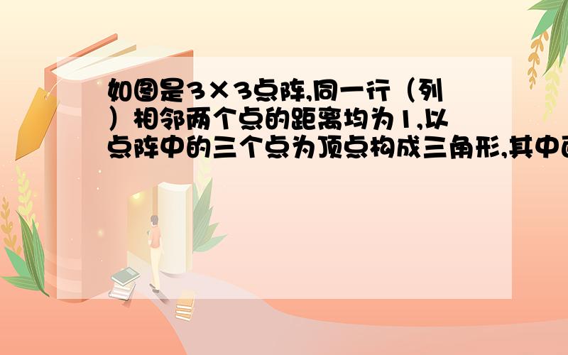 如图是3×3点阵,同一行（列）相邻两个点的距离均为1,以点阵中的三个点为顶点构成三角形,其中面积为1的形状不同的三角形有________种．.........