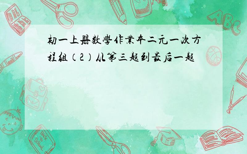 初一上册数学作业本二元一次方程组（2）从第三题到最后一题