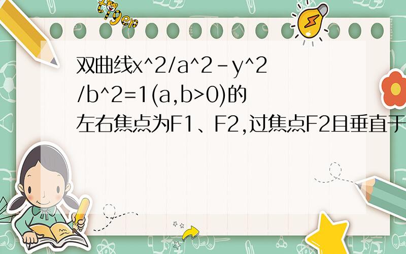 双曲线x^2/a^2-y^2/b^2=1(a,b>0)的左右焦点为F1、F2,过焦点F2且垂直于x轴的弦为AB,若∠AF1B=90°,则双曲线离心率为 A（2-√2）/2 B√2-1 C√2+1 D（2+√2）/2