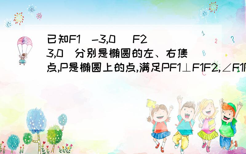 已知F1(-3,0) F2(3,0)分别是椭圆的左、右焦点,P是椭圆上的点,满足PF1⊥F1F2,∠F1PF2的平分线交F1F2于M（1,0）,求椭圆的方程