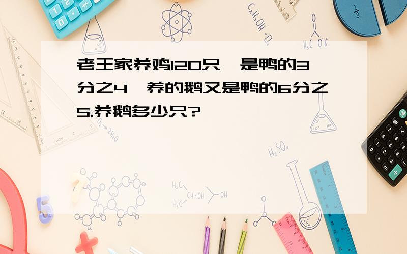 老王家养鸡120只,是鸭的3分之4,养的鹅又是鸭的6分之5.养鹅多少只?