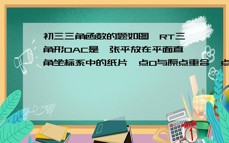 初三三角函数的题如图,RT三角形OAC是一张平放在平面直角坐标系中的纸片,点O与原点重合,点A在x轴上,点C在y轴上,OC=根号下3,∠CAO=30°,将RT三角形OAC折叠,是OC边落在AC上,点O与点D重合,折痕为CE.（