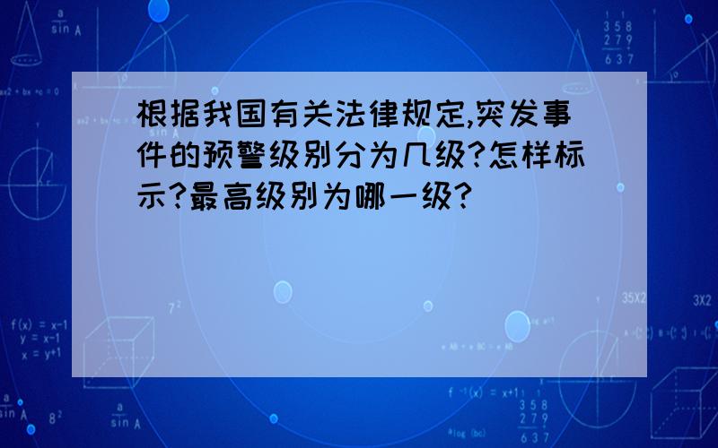 根据我国有关法律规定,突发事件的预警级别分为几级?怎样标示?最高级别为哪一级?