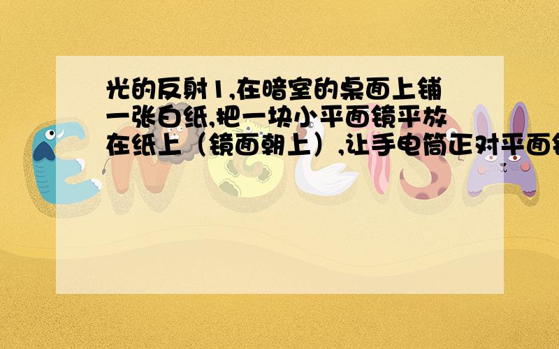 光的反射1,在暗室的桌面上铺一张白纸,把一块小平面镜平放在纸上（镜面朝上）,让手电筒正对平面镜照射,从侧面看上去（ ）A,镜子亮,它发生了镜面反射.B,镜子暗,它发生了镜面反射.C,白纸亮