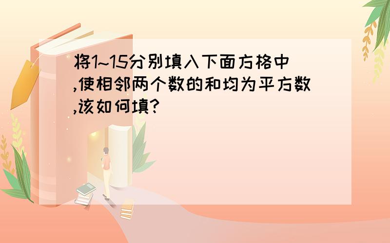 将1~15分别填入下面方格中,使相邻两个数的和均为平方数,该如何填?