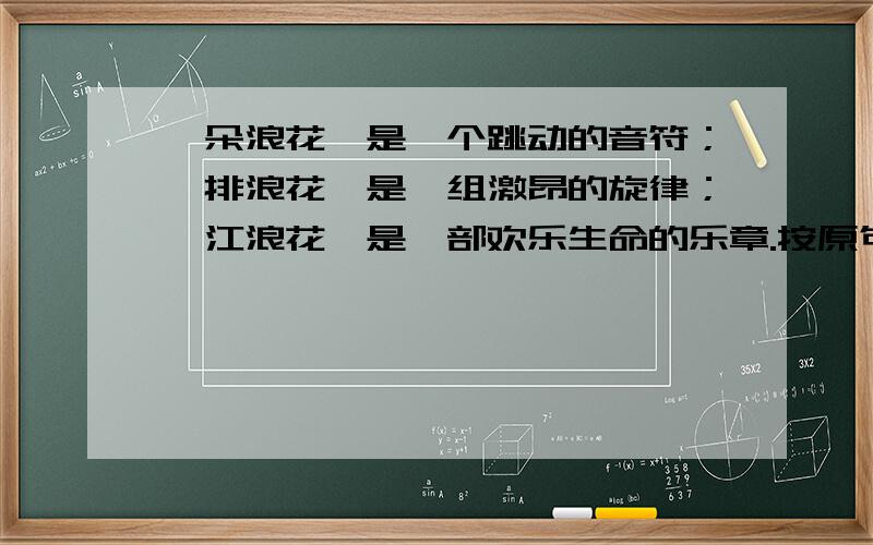 一朵浪花,是一个跳动的音符；一排浪花,是一组激昂的旋律；一江浪花,是一部欢乐生命的乐章.按原句的例句再例一句由三句组成的排比句.