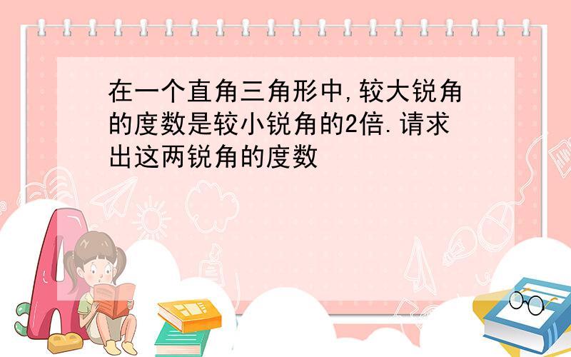 在一个直角三角形中,较大锐角的度数是较小锐角的2倍.请求出这两锐角的度数