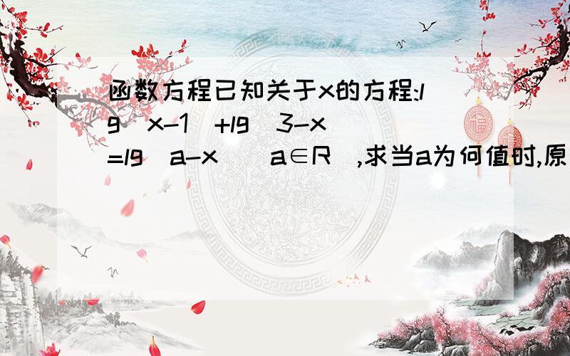 函数方程已知关于x的方程:lg(x-1)+lg(3-x)=lg(a-x)(a∈R),求当a为何值时,原方程:①有一解②有两解③无解1楼的好像做错了吧.所以f(x)∈(a-3.25,a-1) 怎么算的?