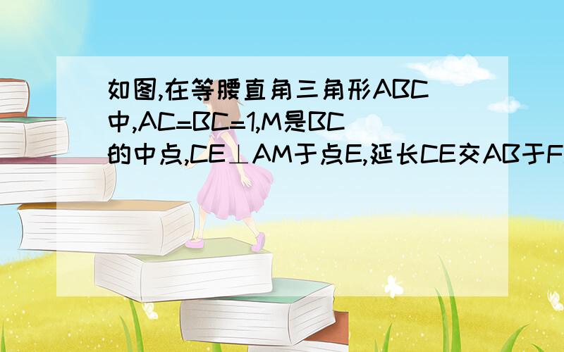 如图,在等腰直角三角形ABC中,AC=BC=1,M是BC的中点,CE⊥AM于点E,延长CE交AB于F.求△MBF的面积