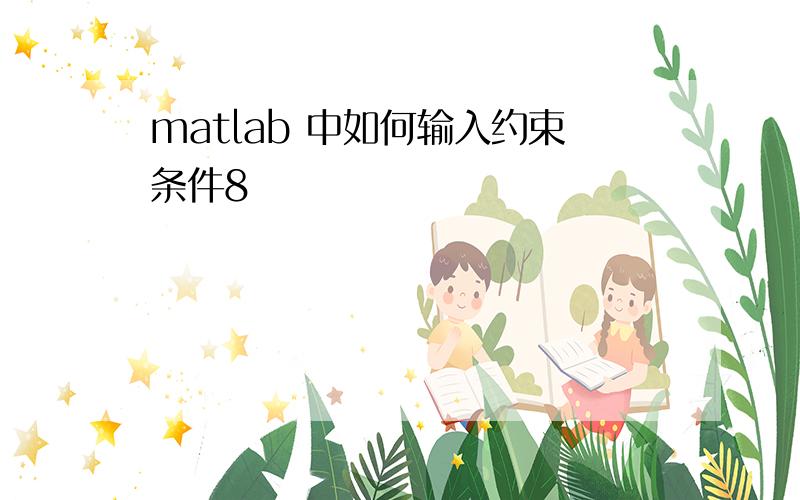 matlab 中如何输入约束条件8