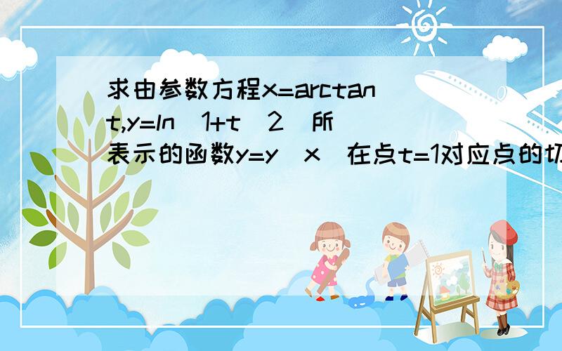 求由参数方程x=arctant,y=ln(1+t^2)所表示的函数y=y(x)在点t=1对应点的切线方程和法线方程?