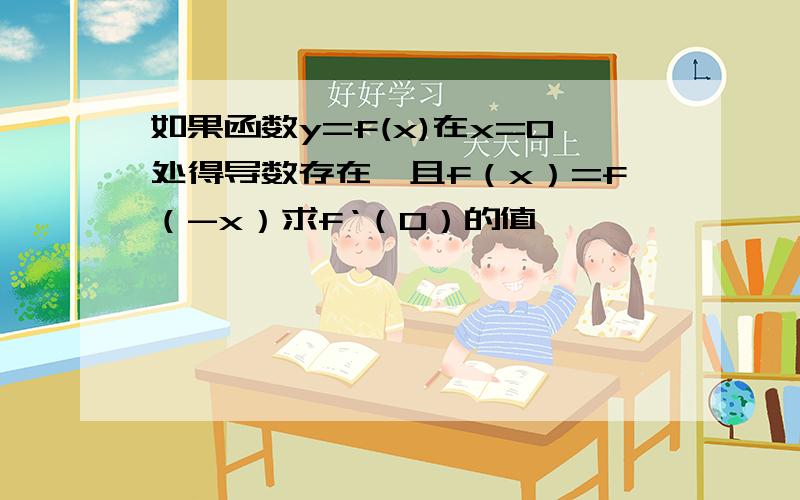 如果函数y=f(x)在x=0处得导数存在,且f（x）=f（-x）求f‘（0）的值