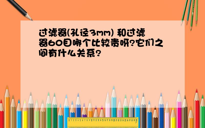 过滤器(孔径3mm) 和过滤器60目哪个比较贵呀?它们之间有什么关系?