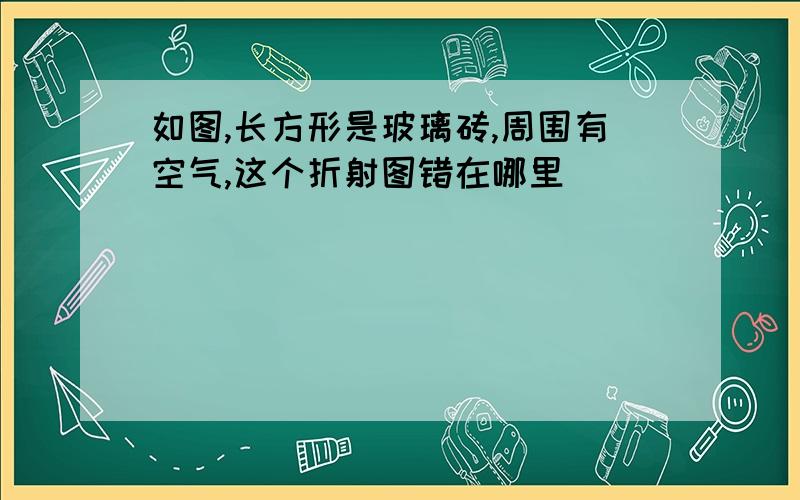 如图,长方形是玻璃砖,周围有空气,这个折射图错在哪里